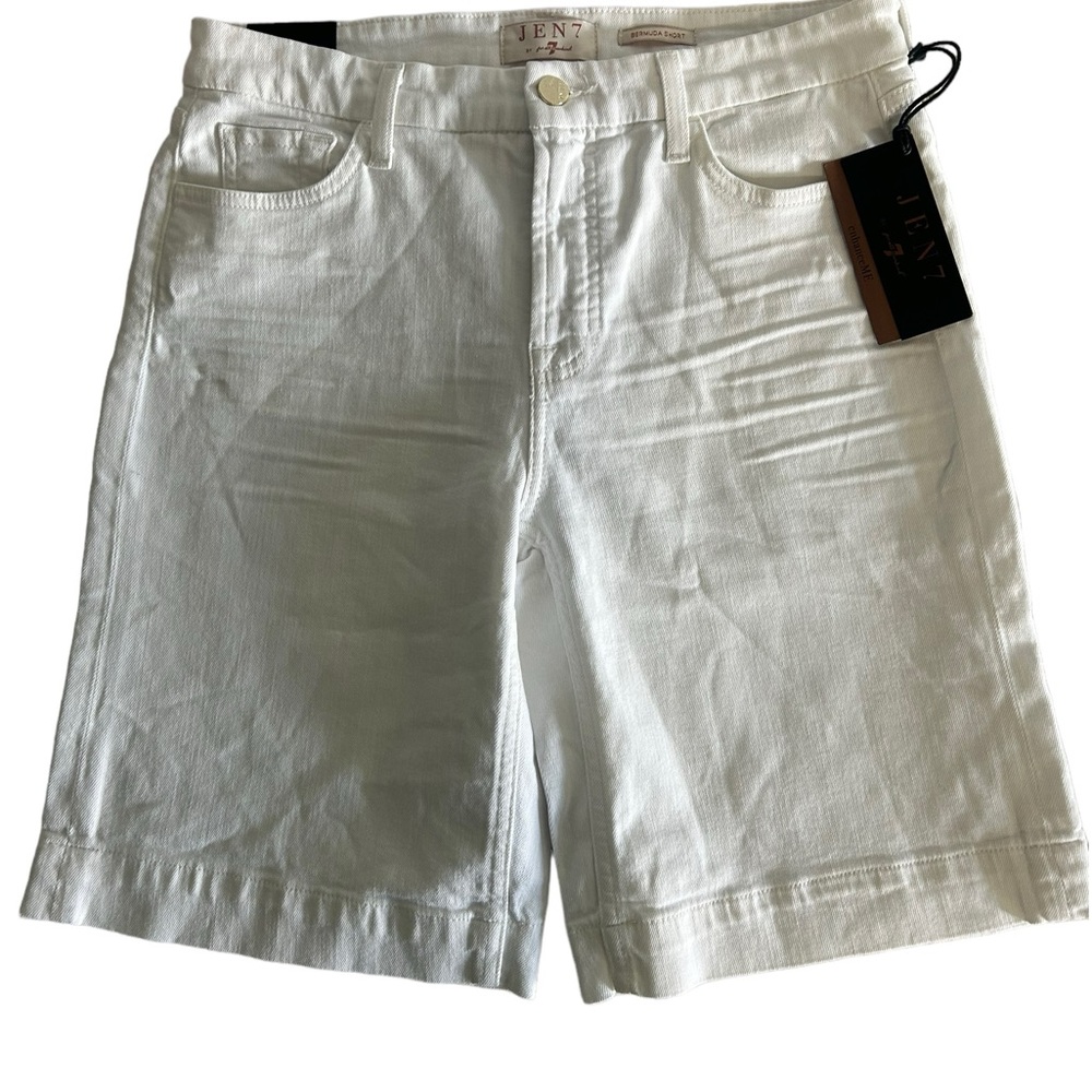 7 For All Mankind Jen 7 White Cotton Spandex Bermuda Shorts NWT Size 8